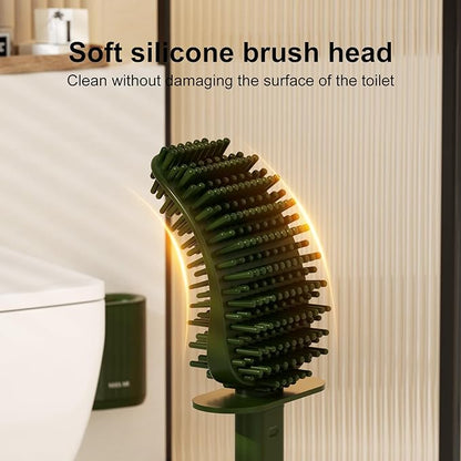 Toilet Brush and Holder Set - Wall Mounted Bathroom Scrub Brush, Toilet Bowl Brush and Plunger Set for Bathroom Cleaner (Green)