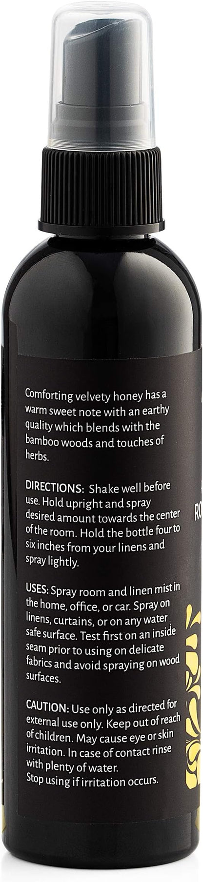All-Natural Bamboo & Honey Room and Linen Spray, for Sheets, Pillow, Fabric, Bed, Air Freshener Calming, Sleeping, Relaxing, Stress Relief - Refreshing Scent, Removes Smell