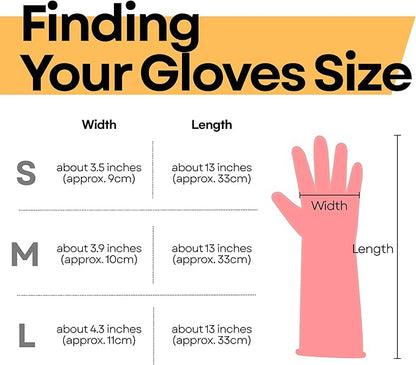 Kitchen Gloves for Washing Dishes | 4 Pairs Rubber Dishwashing Gloves for Cleaning