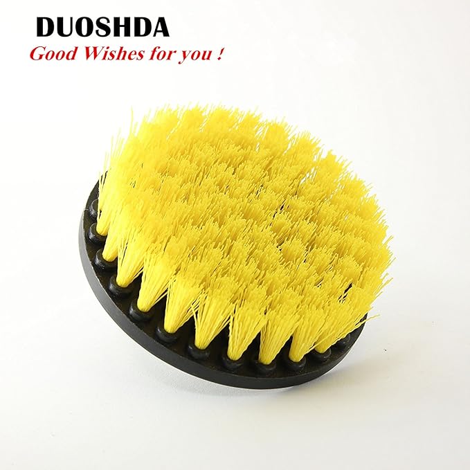 5in 3 Piece Soft, Medium and Stiff Power Scrubbing Brush Drill Attachment for Cleaning Showers, Tubs, Bathrooms, Tile, Grout, Carpet, Tires and Boats by DUOSHIDA