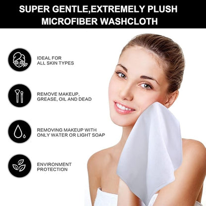 SINLAND Microfiber Facial Cloths Fast Drying Washcloth 12inch x 12inch Absorbent Face Wash Cloth Soft Makeup Remover Cloths