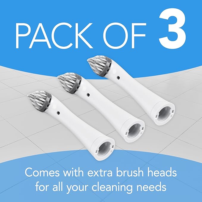 Impresa 3-Pack Grout Cleaner Brush Heads - Compatible with Rubbermaid Reveal Power Scrubber - Grey/White Nylon Replacement Heads - for Electric Spin Scrubber, Shower Cleaner & Scrub Brush