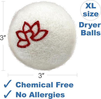 Organic Scented Wool Dryer Balls for Laundry Reusable | XL Scented 3-Pack with Lavender Oil – Natural Fabric Softener for Laundry – Chemical-Free, Hypoallergenic, Energy Saving