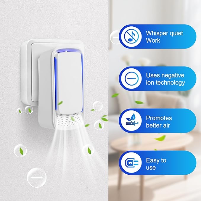 4Pack Plug In Air Ionizers for Home,Negative Ion Air Purifier -Plug In Air Freshener for Home, Office, Bathroom and Living Room,Portable Ion Air Purifiers Odor,Pets Smell (4)