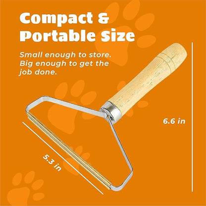 Pet Hair Remover – Multi Fabric Edge Carpet Rake Scraper with Rust-Resistant Copper Blade – Cat and Dog Hair Remover for Couch, Rugs, Car & Furniture (1 Pack)