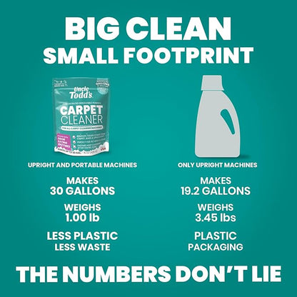 Uncle Todd's Carpet Cleaner Powder for Machines | Makes 30 Gallons of Carpet Cleaner Solution | Enzyme Formula Carpet Deodorizer | Removes Pet Odors & Stains | Safe for Carpets, Rugs & Upholstery