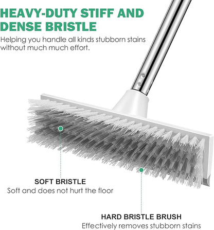 SetSail Floor Scrub Brush with 51-Inch Long Adjustable Handle 2 in 1 Scrape Brush Stiff Bristle Floor Scrubber for Cleaning Shower Bathroom Garage Kitchen Wall Deck Tub Tile