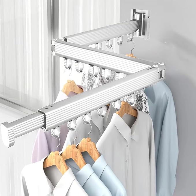 Clothes Drying Racks for Laundry,Wall Mounted Drying Rack Clothing,Foldable Drying Rack,Collapsible Dryer Rack,Clothes Hanger,Laundry Room Hanging Rack,Folding Indoor White