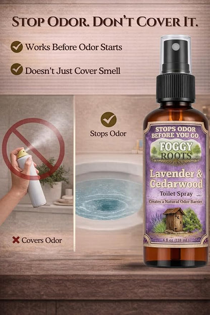 Lavender & Cedarwood Pre-Poop Toilet Spray – Stops Odor Before It Starts, Bathroom Odor Eliminator for Toilet, 4 oz (200+ Uses) Travel, Home & Work
