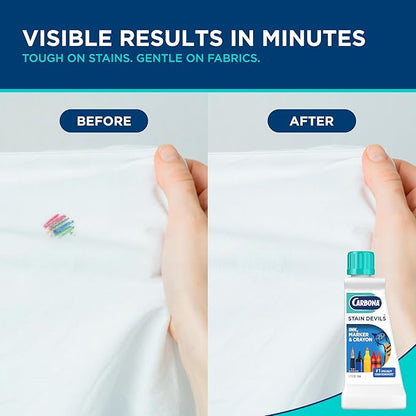 Carbona Stain Devils® #3 | Ink, Marker & Crayon | Professional Strength Laundry Stain Remover | Multi-Fabric Cleaner | Safe On Skin & Washable Fabrics | 1.7 Fl Oz, 1 Pack
