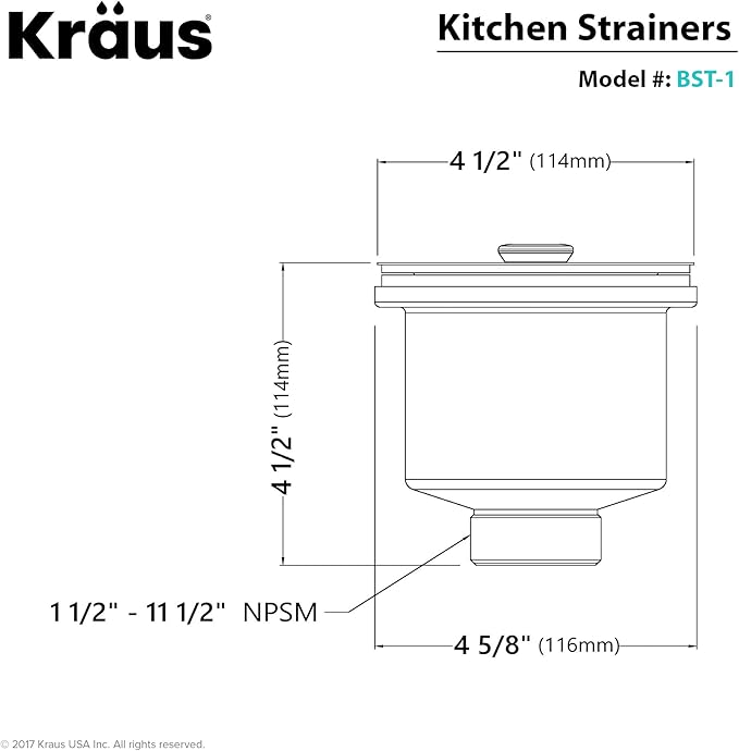 KRAUS Stainless Steel Basket Strainer, BST-1