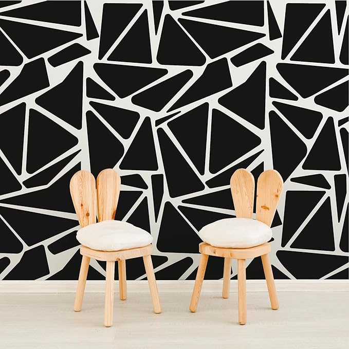 Large Boho Geometric Wall Decal Abstract Art Sticker, Modern Triangle Decals, Peel and Stick Black Vinyl Stickers for Offcie, Bedroom, Living Room, Home Wall Decor