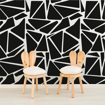 Large Boho Geometric Wall Decal Abstract Art Sticker, Modern Triangle Decals, Peel and Stick Black Vinyl Stickers for Offcie, Bedroom, Living Room, Home Wall Decor