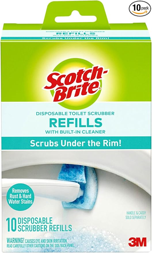 Scotch-Brite Disposable Toilet Scrubber Refill Pads for Toilet Cleaning System | Removes Rust & Hard Water Stains | 10 Disposable Refills
