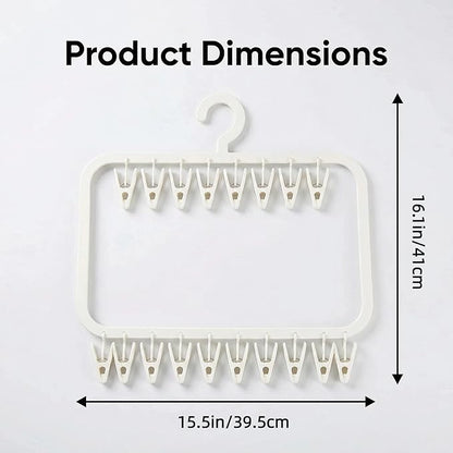 18-Clip Multi-Layer Clothes Drying Rack, BPA-Free ABS Laundry Hanger for Baby Clothes, Socks & Underwear, Heavy Duty Non-Foldable Hanger for Apartment, Nursery & Small Spaces (Off-White)
