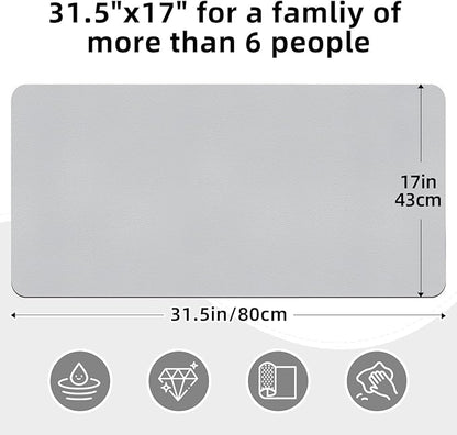 LOPNUR Kitchen Dish Drying Mat, 31.5"x17" Dish Drying Mats for Kitchen Counter, Diatomite Coffee Mat, Super Absorbent Dish Drying Pad, Heat Resistant Mat with Anti-slip Rubber Backed, Light Grey