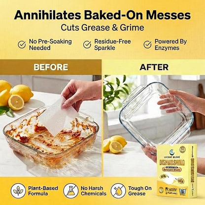 Lucent Globe Dishwasher Dishwashing Detergent Sheets, Dish Soap & Dishwasher Tablets Alternative. Plant-Based, Eco-Friendly, Fully Biodegradable, Lemon Scent (1 Pack of 64 Washes)