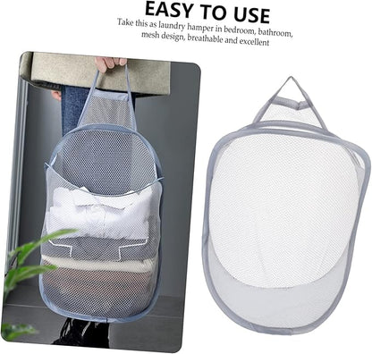 GLEAVI 2pcs Folding Wall Laundry Baskets Collapsible Sundries Organizer Sturdy Mesh Storage Baskets for Household Use Suitable for Dirty Clothes Toys