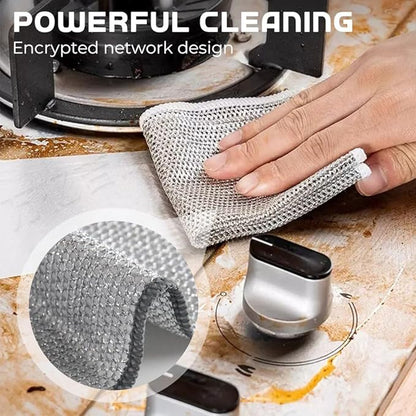Non Scratch Wire Dishcloth Wet and Dry, 2024 New Kitchen Dish Towels Double Layer Wire Dishwashing Rags Cleaning Pads, Multipurpose Metal Wire Dishcloth Reusable Scrubbing Pads for Kitchen (6PCS)