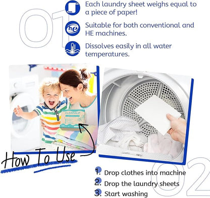 CLEARALIF Laundry Detergent Sheets Up to 240 Loads, Fresh Linen - Great For Travel,Apartments, Dorms,Laundry Detergent Strips Eco Friendly & Hypoallergenic