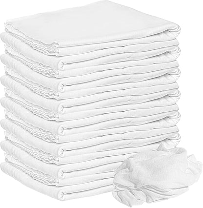 Nabob Wipers New Lint Free Cloth (75 Pack) - 100% Cotton Cleaning Rags Exact Cut - Premium White Rags for Cleaning House - White Rags for Dusting, Staining, Polishing, Painting 18"x18"