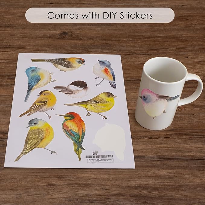 DKTIE Reeded Glass Window Film Seamless Pattern with Colored Birds Bathroom Window Privacy Film Waterproof Easy to Install Renter Friendly (S3533R, 35.4in X 78.7in)