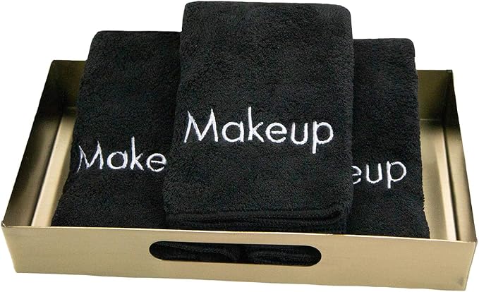 Arkwright Makeup Remover Cloths 6 Pack - Microfiber Coral Fleece Face Towels, Ultra Soft Reusable Washcloths, Gentle Facial Cleansing for Waterproof Makeup, 13 x 13, Black