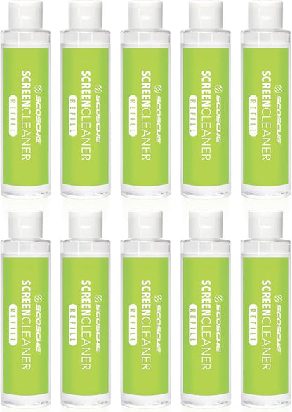 Scosche SCOCLNR Refill Bottles for Streak-Free Electronic Screen Cleaner Spray and Wipe Cleaning Kit for TV, Computer, Phone, iPhone, iPad, Laptop, MacBook, Car Touchscreen, 10 Pack of Refills