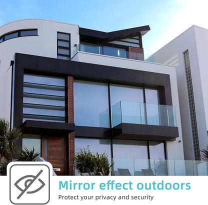 Filmgoo Window Privacy Film One Way Daytime Mirror Tint Treatments UV Heat Control Vinyl Stickers Sun Block Glass Paper Door Covering Reflective (Light Blue Silver, 17.5 Inch x 15.7 Feet)