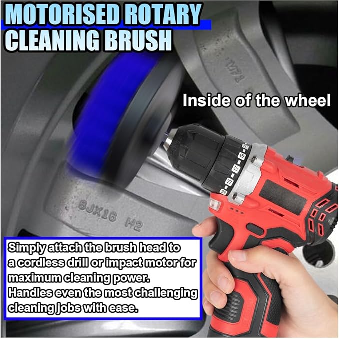 ZIMISI 2PCS Car Detailing Drill Brush Set, 2" & 4" Power Carpet Scrubber, Nylon Bristle Wheel Cleaner Brush with Drill Attachment, Car Wash Cleaning Kit for Floor Mats, Bathroom (Blue)