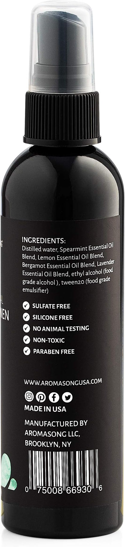 Aromasong All Natural Room & Linen Spray, Green Tea Scent, for Bedding, Sheets, Couches, Pillow, Fabric Freshener Spray for Bed Sheet, Odor Eliminator Air Freshener All Natural Fragrance Oil Spray.
