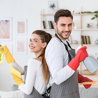 Rubber Cleaning Gloves for Dishwashing - 6 Pairs Kitchen Gloves for Washing Dishes, Reusable Household Gloves for Bathroom, Gardening (Medium, Red & Yellow, 3 Pairs of Each Color)