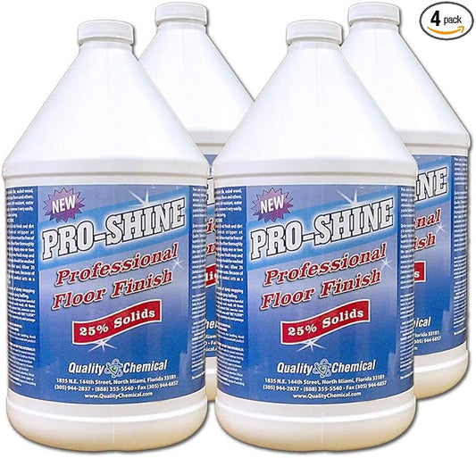 Quality Chemical Pro Shine High Solids Commercial Wet-Look Floor Finish Wax - High Shine Floor Cleaner, Future Floor Wax - Floor Wax for VCT Tile Floors, Polish & Restorer - 128 oz (Pack of 4)