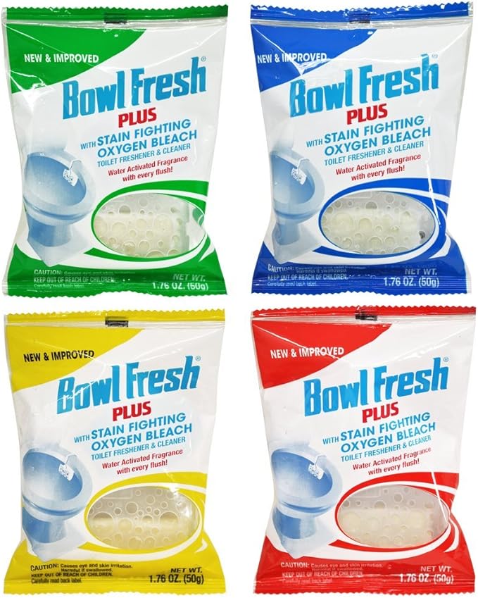 Bowl Fresh Plus Toilet Bowl Cleaner and Deodorizer, Pleasantly Scented Water Activated Fragrance with Every Flush (Pack of 4)
