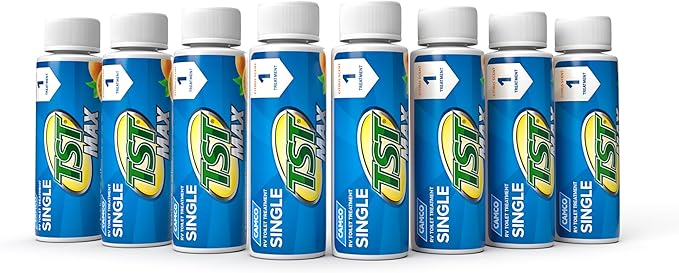 Camco TST MAX RV Toilet Treatment - Formaldehyde Free - Breaks Down Waste And Tissue - Septic Tank Safe - Treats up to 8-40 Gallon Holding Tanks -Orange Scent, (8) 4 oz Bottles (41191)