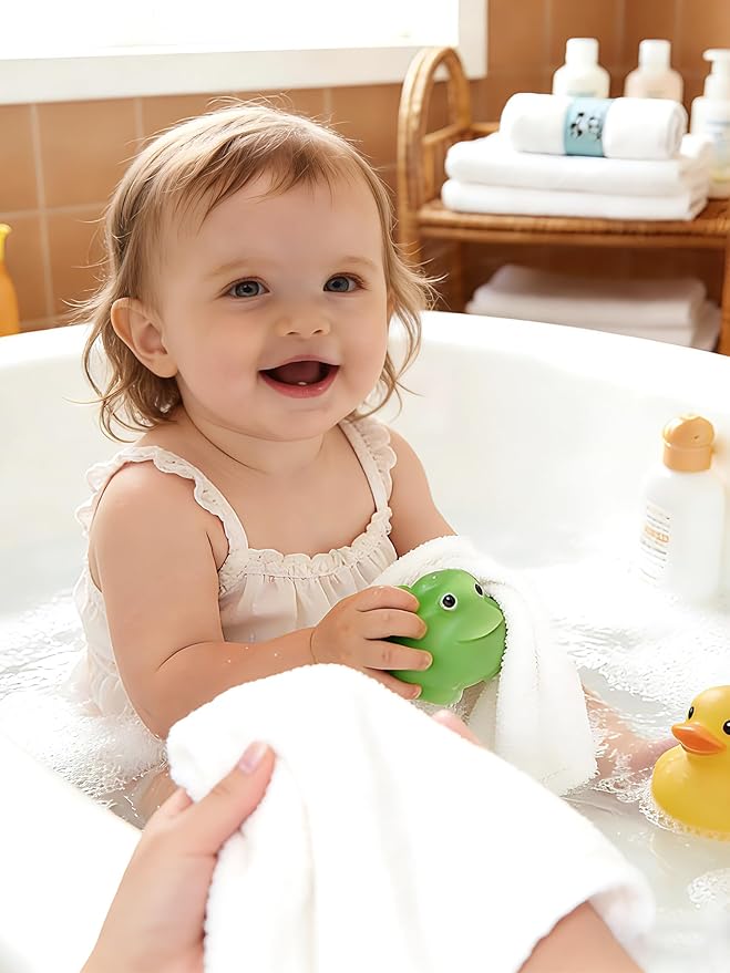 HIPHOP PANDA Baby Washcloths, Rayon Made from Bamboo - 2 Layer Ultra Soft Absorbent Newborn Bath Face Towel - Reusable Baby Wipes for Delicate Skin - Gray Stripe, 6 Pack