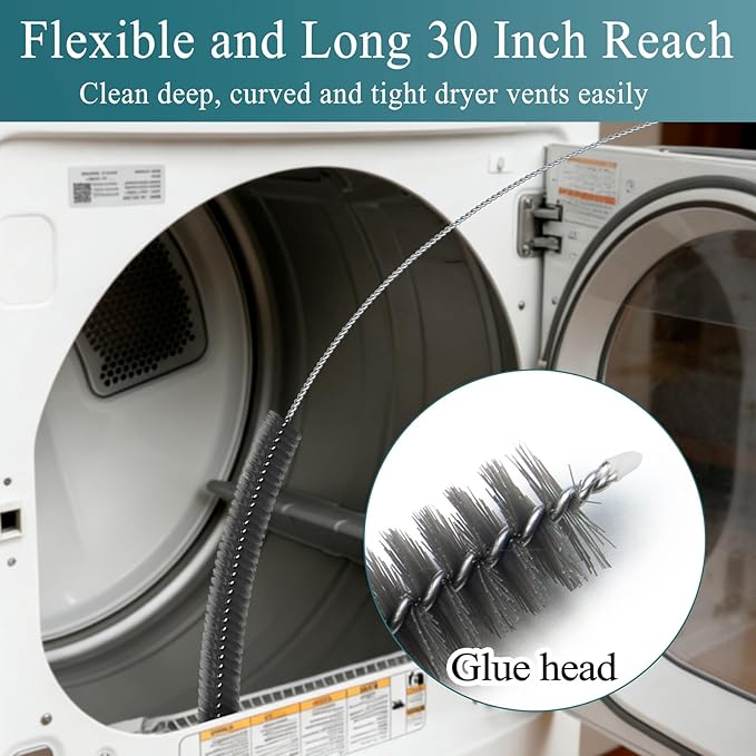 Dryer Vent Cleaner Kit - Long Dryer Vent Cleaning Brush, Dryer Lint Cleaner Remover Refrigerator Long Coil Cleaning Kit - Dryer Duct Cleaning Kit - AC Cleaning Brush Set For Household Maintenance