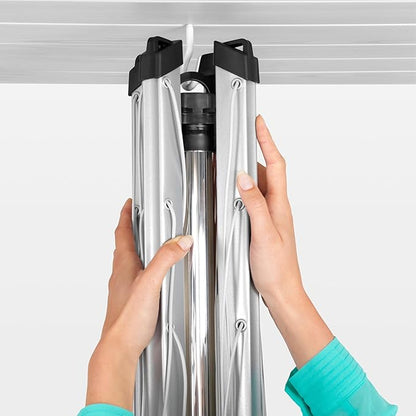 Brabantia Topspinner Outdoor 4 Arm Spinning Clothesline (131 ft/Ø 1.8") Rotating, Folding Clothes Drying Rack + Concrete Ground Tube (Gray)