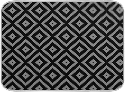 Super Absorbent Dish Drying Mat, Microfiber Fast-Drying Dish Mat, 24" x 18, Kitchen Dish Drying Pad, Black Moroccan Rhombus Plaid