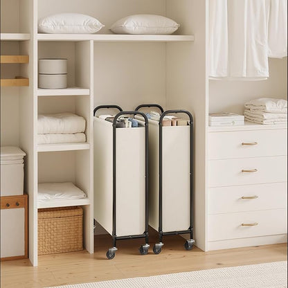 GRANNY SAYS 80L Slim Laundry Hamper with Wheels, Fabric Rolling Laundry Basket, Narrow Clothes Organizer, Tall Hamper for Closet, Laundry Room, Bathroom, Beige