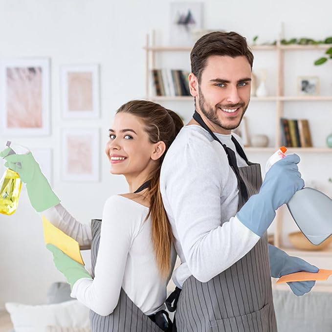 Rubber Kitchen Dishwashing Gloves - 3 Pairs Colorful Reusable Household Cleaning Gloves For Washing Dishes And Cleaning Tasks，Flexible And Durable Waterproof (Large, Dark Green+Green+Gray)