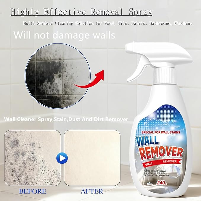 240ML Highly Effective Removal Spray,Wall Cleaner Spray,Multi-Surface Cleaning Solution,Wall Stain Remover For Wood,Tile,Fabric,Bathrooms,Kitchens