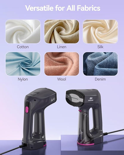 Vacuum Steamer for Clothes,3500Pa Suction Handheld Clothes Steamer,LED Display, Multiple Mode Adjustment,Steaming & Ironing 2 in 1,Portable Steamer No Board Needed, 160ml Water Tank (for 110‑120V)