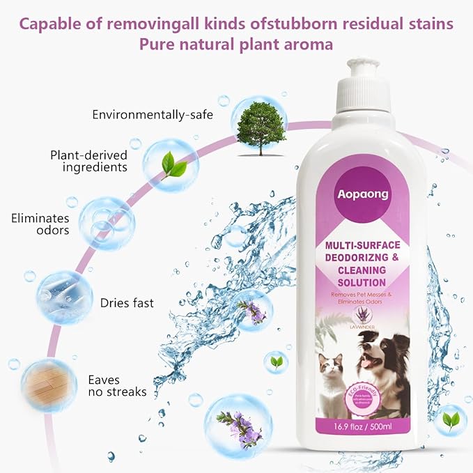 Multi-Surface Floor Cleaning Solution, Lavender Scent, Compatible with Roborock, eufy, Dreame, iRobot Roomba Robot Vacuums and Mops, Cordless Wet/Dry Vacuums and WetJet Mops, 16.9 fl oz ×2