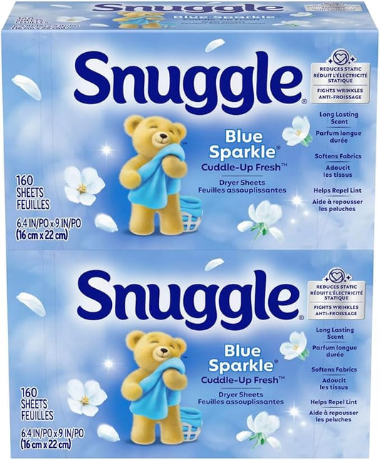 Generic Snuggles Fabric Softener Dryer Sheets, Blue Sparkle, 320 Count