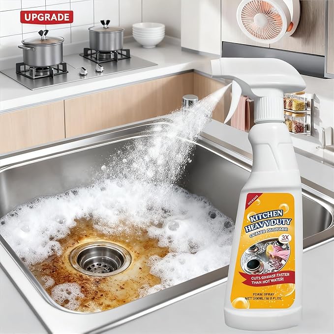 16.9 Fl Oz Heavy Duty Degreaser Cleaner Spray, Kitchen Foam Cleaner, Kitchen Heavy Oil Stain Cleaner, degreaser for stoves and ovens, Grime, And Stains On Microwave & Oven & Stove Top