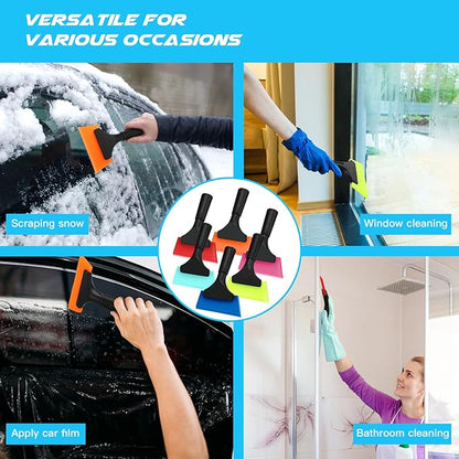 12 Pcs Small Squeegee 5 Inch Window Tint Silicone Squeegee Cleaning with Non Slip Handle Wiper Window Tinting Tools for Car Glass Mirror Shower Bathroom Auto (6 Colors)