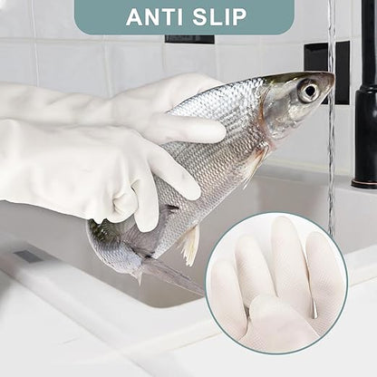 2 Pairs, 15 Inches, Nitrile Cleaning Gloves, Kitchen Dishwashing Gloves, Reusable, Durable, Water-Resistant, And Hypoallergenic (Large)