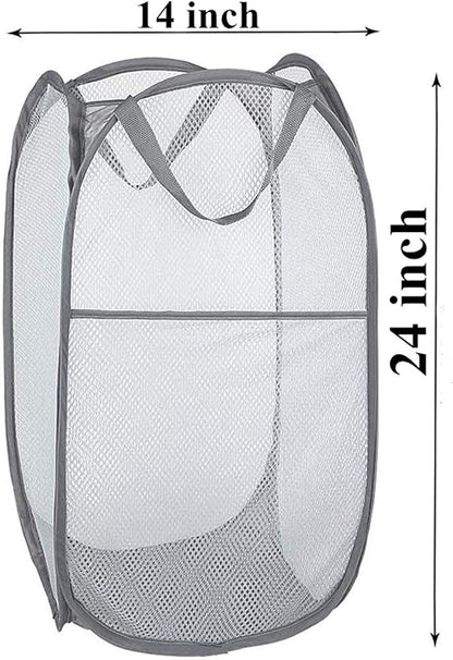 DurReus Rectangle Tall Laundry Basket with Handles Folding Big Nursery Hampers Portable Room College Travel Camp Necessity Grey