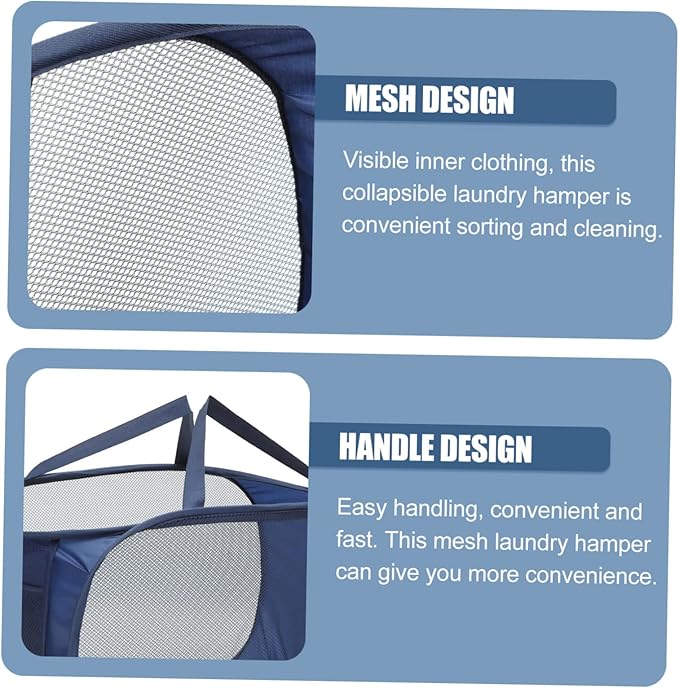 Hemobllo Foldable Mesh Laundry Basket with Handles Large Wire Laundry Hamper for Bedroom Bathroom Nursery Organizer Bin for Dirty Clothes Storage